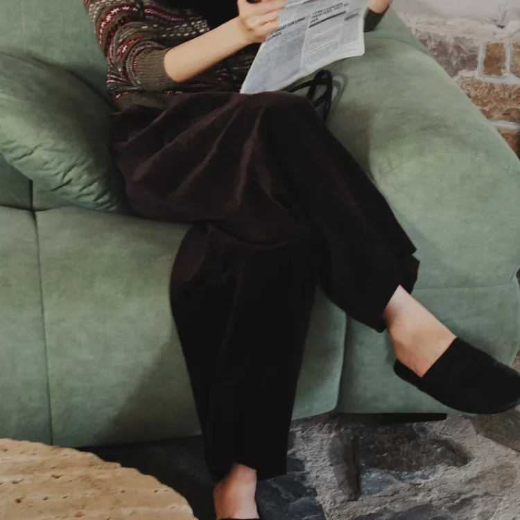 Without Memory  灯芯绒阔腿奶奶裤复古老钱松弛‌WG5152