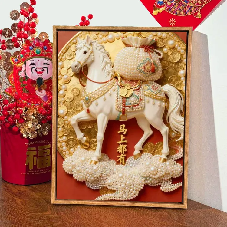 财神装饰画珍珠画装饰画客厅手工DIY带材料包手工创意装饰画
