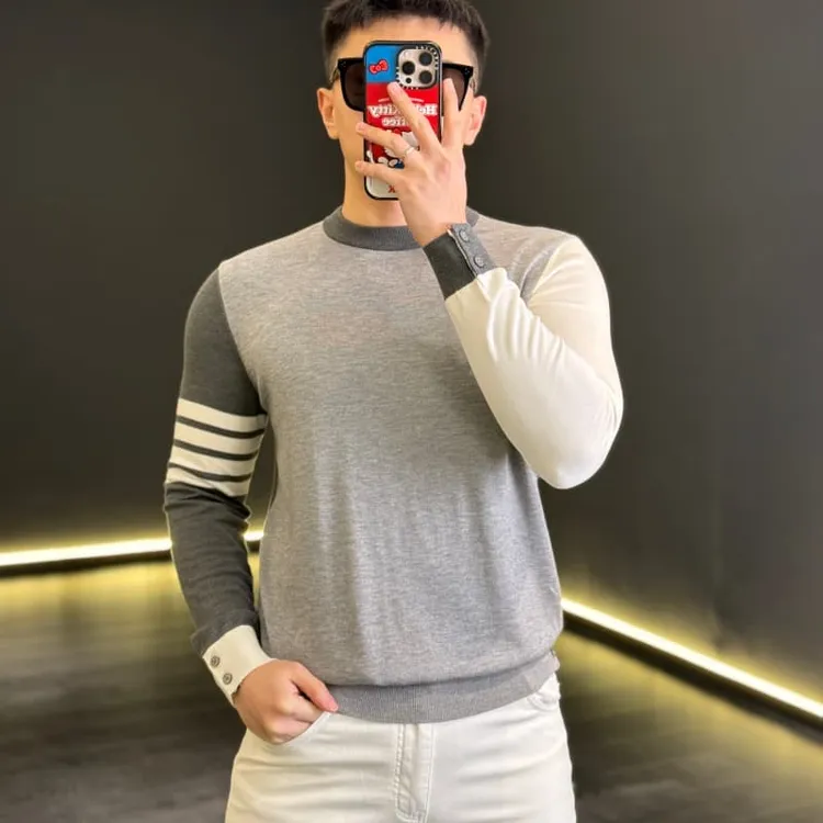 （秋冬）古帝特尼“莱赛尔羊毛混纺”男士圆领拼色针织毛衣SJ-62037