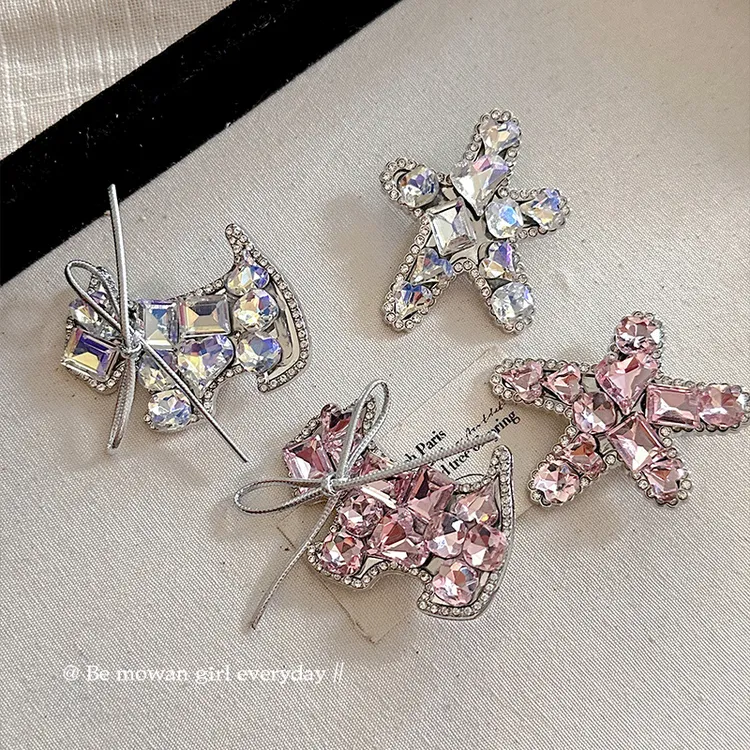 爆闪水钻星星小狗发夹女高级感鸭嘴夹侧边碎发刘海夹甜美头饰发卡