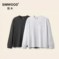 SIMWOOD/简木【宽松版】300g棉SORONA底磨毛胸口袋长袖T恤S12250653