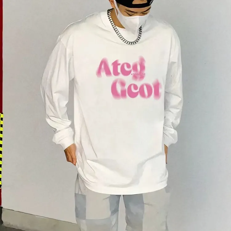 100%纯棉美式长袖t恤圆领宽松休闲秋季打底衫上衣T恤男士男款男生