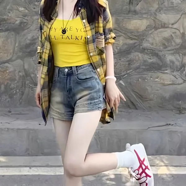 时尚套装复古牛仔印花长袖秋季短款显瘦外套三件套