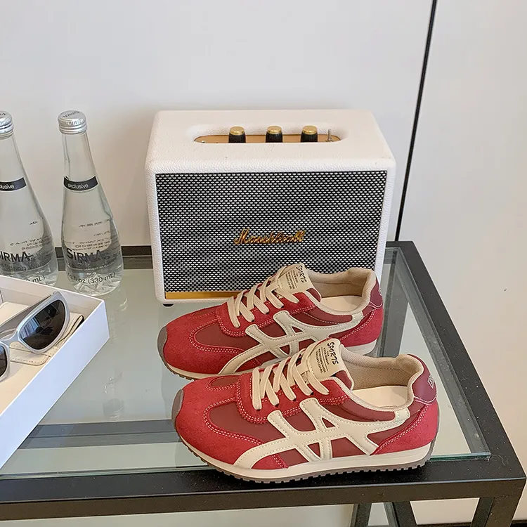 2025新款休闲秋季德训鞋中跟透气时尚休闲鞋运动鞋拼色ins风女鞋