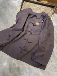 谢美丽-精选咖调紫蓝盘扣外套新中式