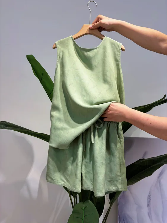 DY2609樱美嘉祚蚕丝100桑蚕丝夏季新款新中式背心短裤套装