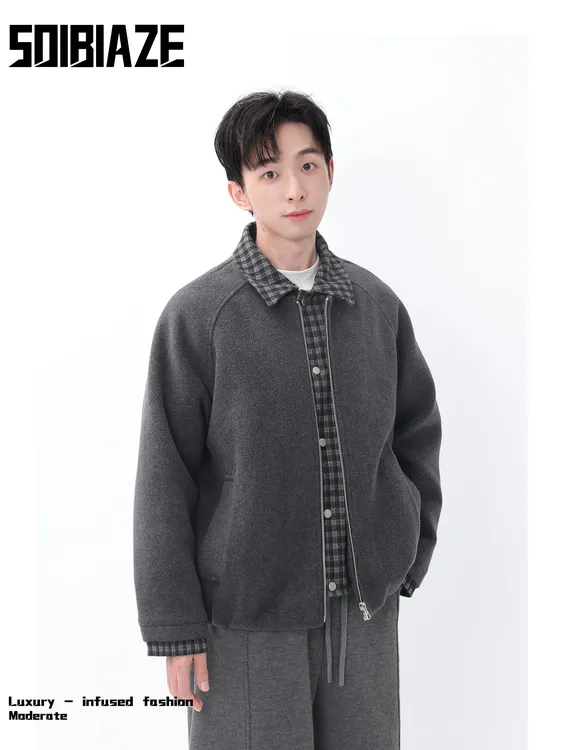 SO IBIAZE 冬季夹克宽松百搭外套假两件韩系潮流男款轻奢简约风
