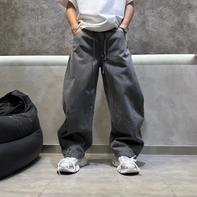 2025sss冬季男无弹直筒日系复古宽松大码直筒裤休闲裤长裤加绒