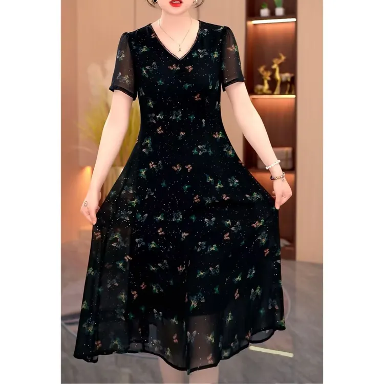 夏季新款百搭气质时尚中长款连衣裙【583#】