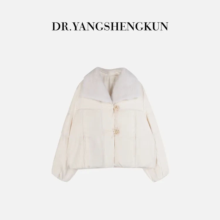 杨圣坤2025冬季新品新中式水貂毛领铜氨丝鹅绒服外套EY2511901