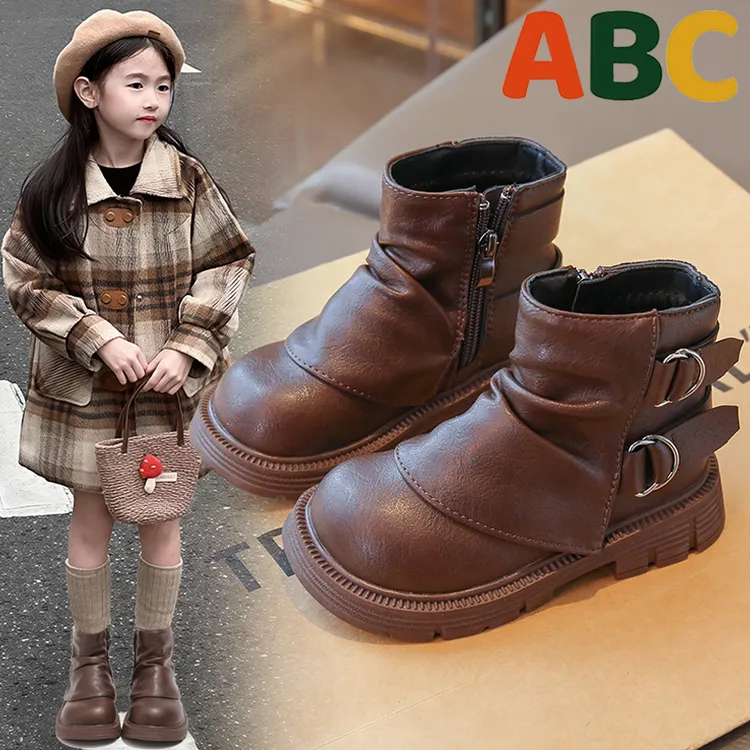 ABC女童马丁靴2025秋冬新款儿童靴子小女孩英伦风公主黑色短靴潮