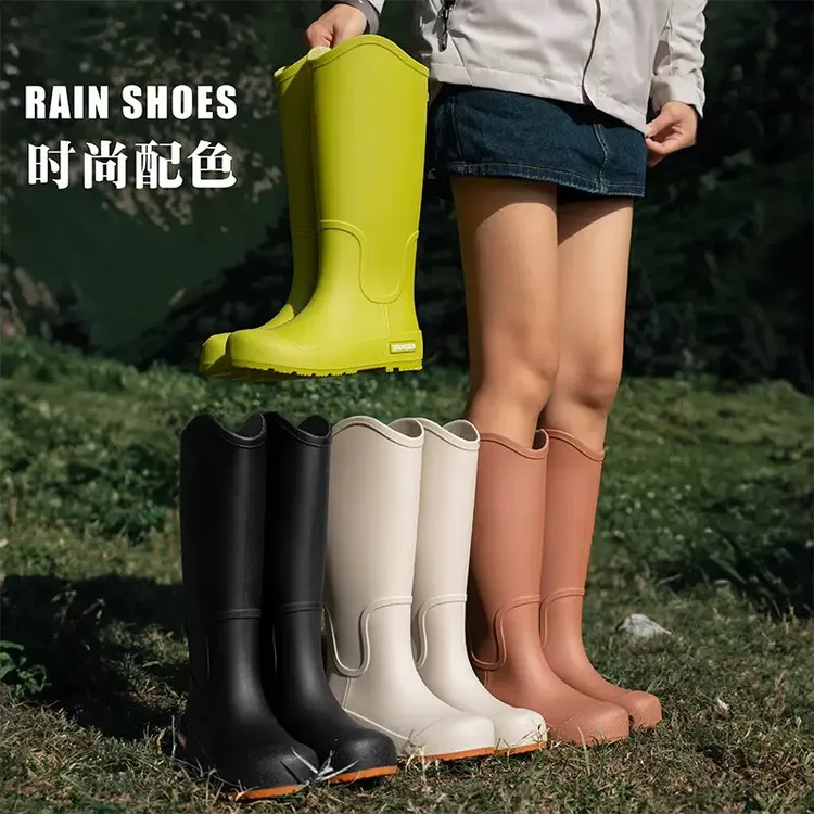 冬季保暖防水雨鞋加绒高筒雨鞋防滑耐磨时尚外穿雨靴胶鞋女士厚底
