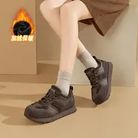 冬季新款复古拼加绒保暖女德训阿甘运动休闲毛毛鞋时尚百搭