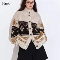 范洛 氛围感“小天使费尔岛提花”软糯针织半高领开衫FQ25S265推广