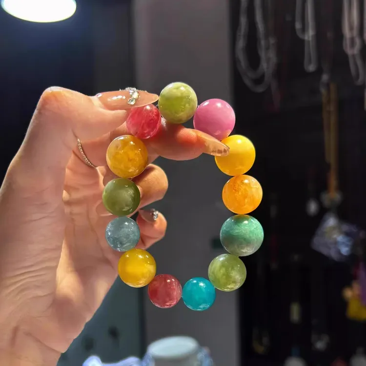 铜合金手链 朱朱明星同款七彩多宝手串2025新款手链女款手工红绳