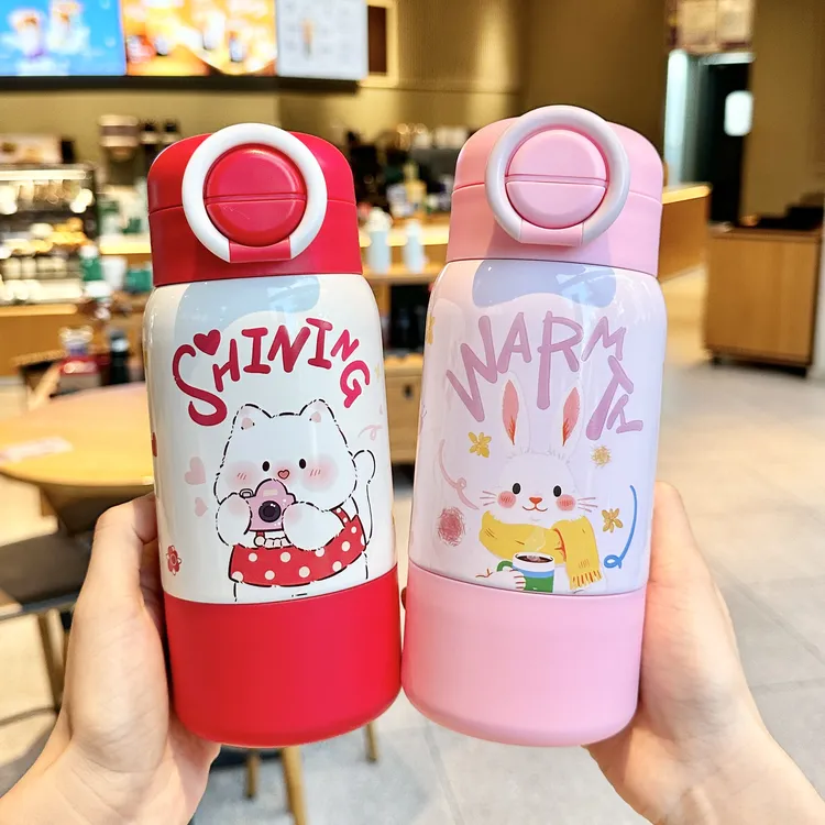 保温杯女生高颜值学生大容量保冷杯子便携水壶双饮吸管儿童水杯