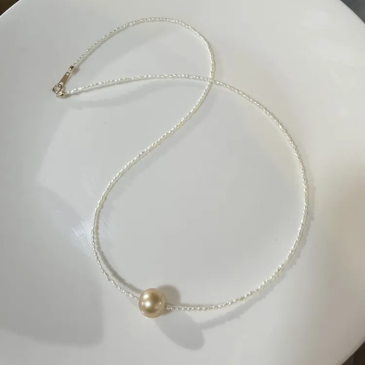 金白keshi浓金设计款海水珍珠