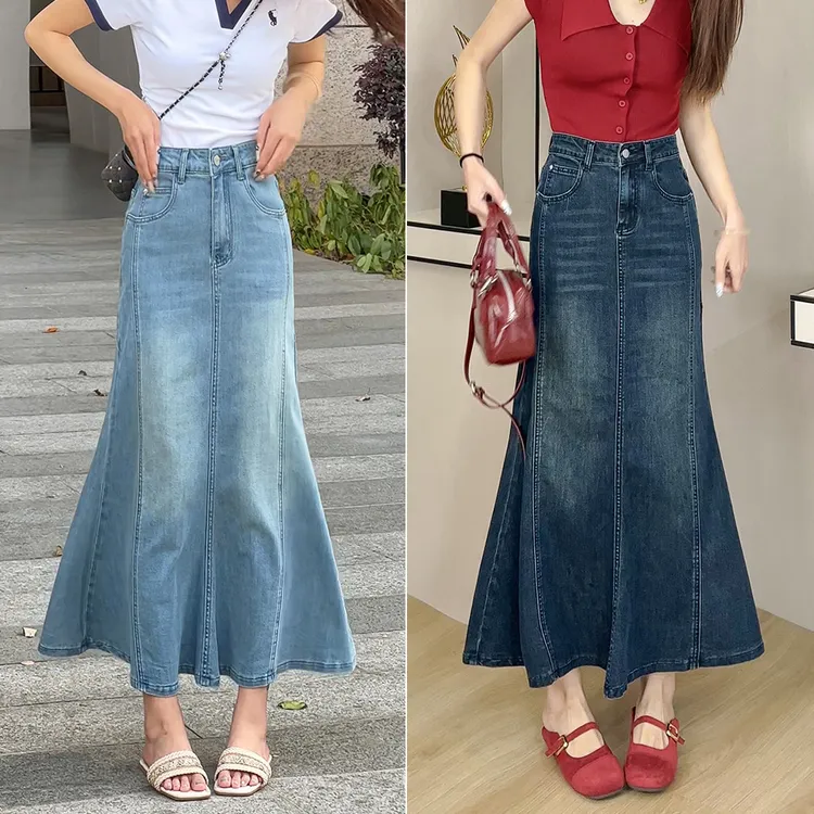 0617牛仔半身裙女2025流行新款高腰时尚气质显瘦百搭包臀鱼尾裙