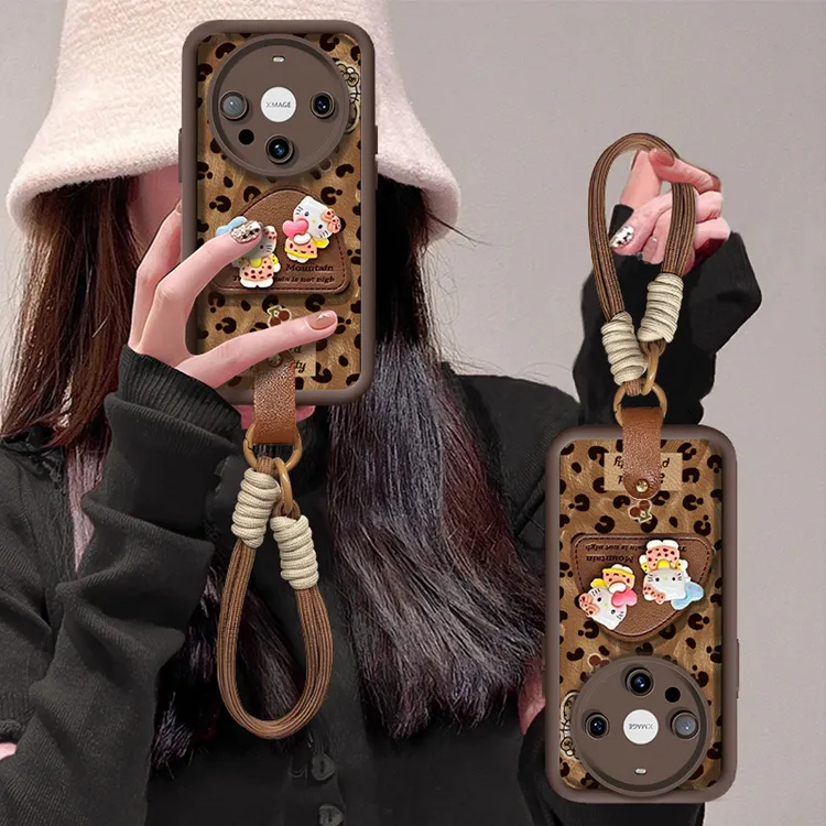 豹纹kt猫支架适用【华为】Mate60/Mate70Pro/Mate30/40皮纹手机壳