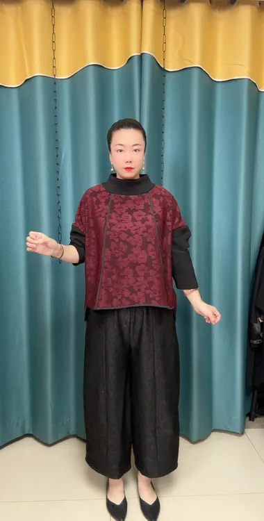 新款加肥加大冬季加绒提花时尚宽松休闲百搭妈妈套装