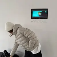 90绒.带运费险 时尚连帽宽松排骨款白鸭绒羽绒服