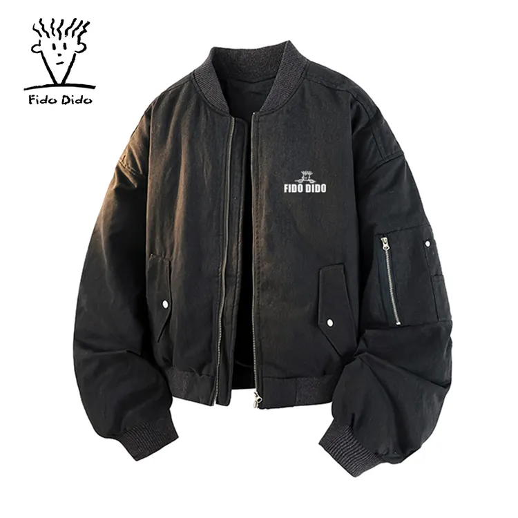 FIDO DIDO 秋冬百搭品牌字母印花开衫棒球棉服FDDCAW5068