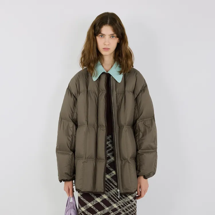 IIIVIVINIKO 2025AW"亮尼丝纺"可拆卸围巾羽绒服M549112112D