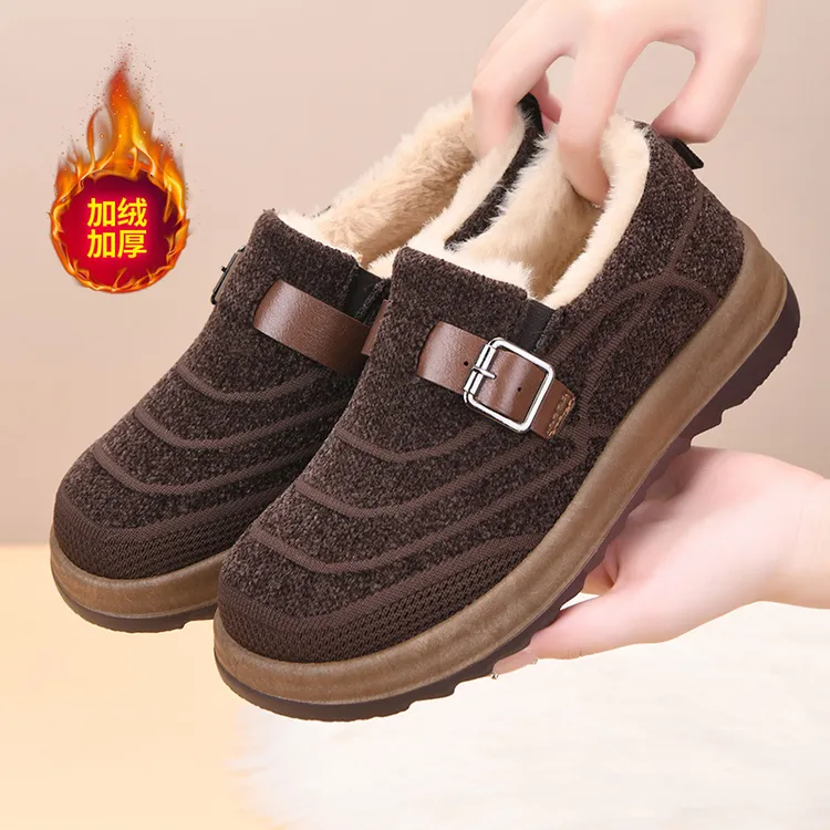 2025冬季加绒老北京布鞋女加厚保暖妈妈棉鞋防滑中年人老太太棉靴