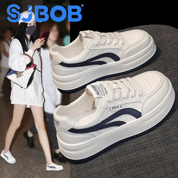 SJBOB厚底小白鞋子女2025秋季新款chic百搭轻便软底休闲运动板鞋