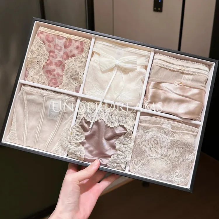 奶酪甜栗*性感纯欲蕾丝豹纹镂空网纱棉裆女内裤