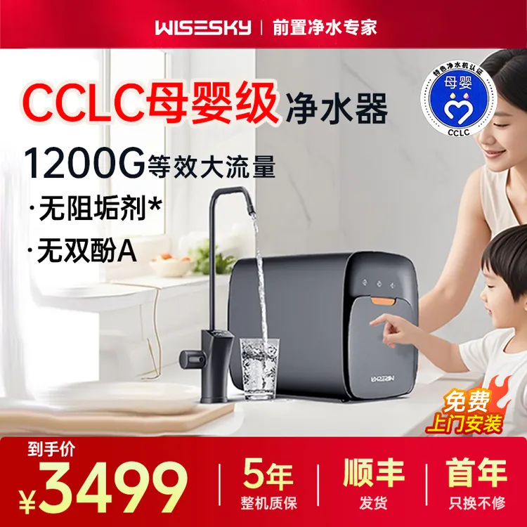Wisesky/韦思卡尔直饮净水器反渗透大流量等效1200G厨下黑积木M2