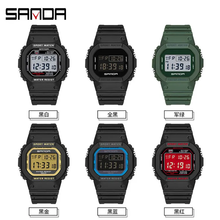 三达爆款方形单显电子表多功能闹钟夜光户外运动防水腕表