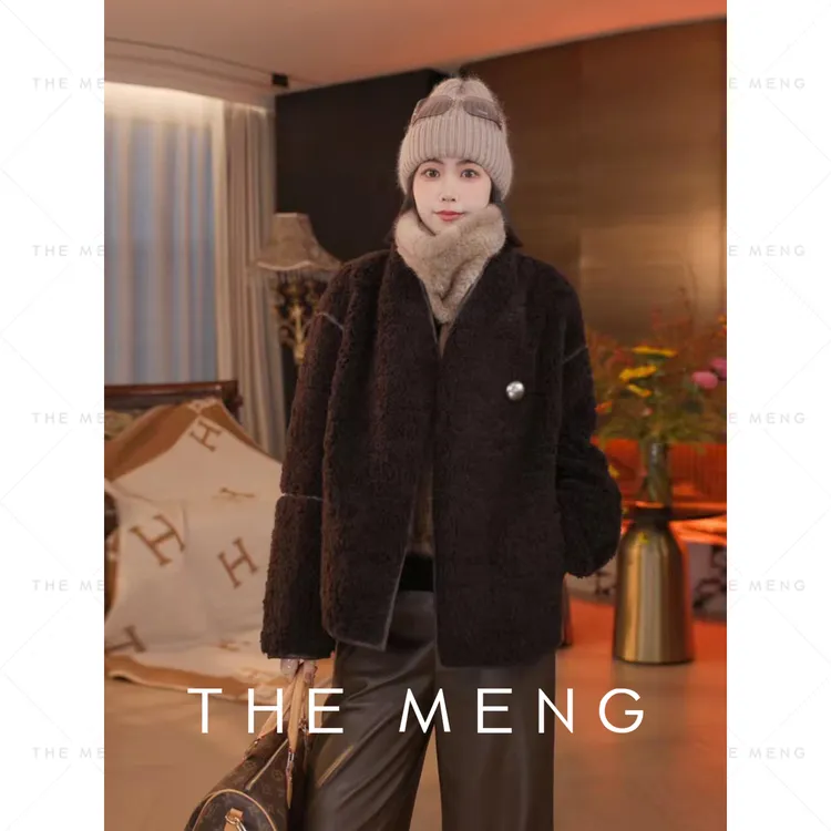 THE MENG【瑞雪】绵羊毛羊剪毛软糯御寒皮草外套#M253A1355