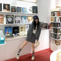 "羊毛奶芙泡泡"日本岛精特种编织机100羊毛全针织菱格纹-时尚套装