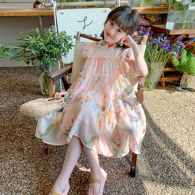 儿童装女童连衣裙夏装洋气裙子2024新款夏季中大童女孩碎花公主裙