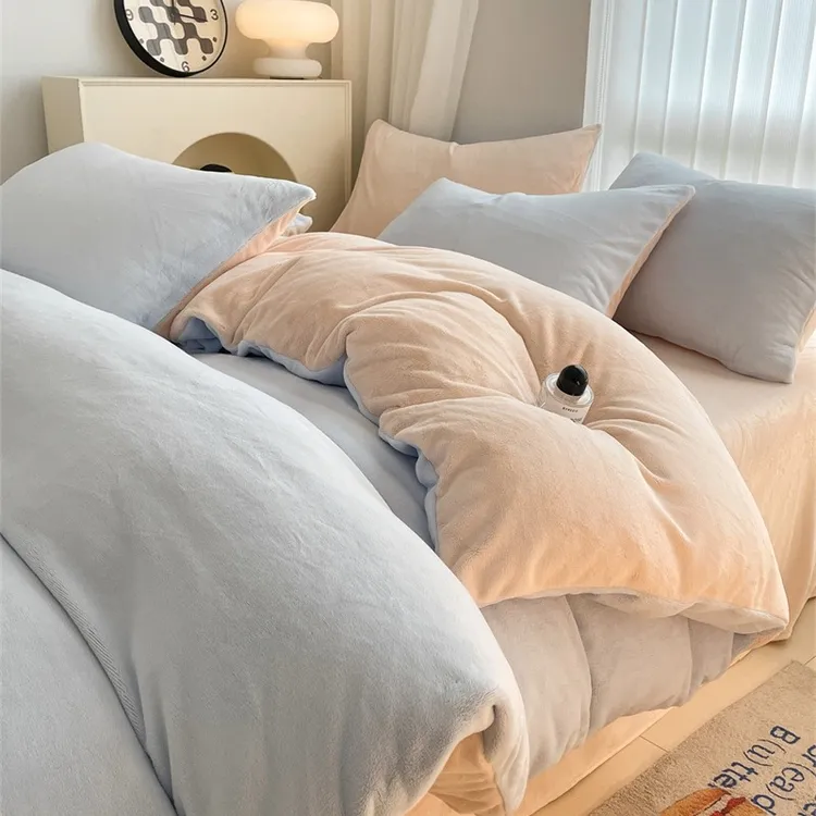 A类床品加绒床单被套冬季四件套学生宿舍加厚保暖单双人床三件套