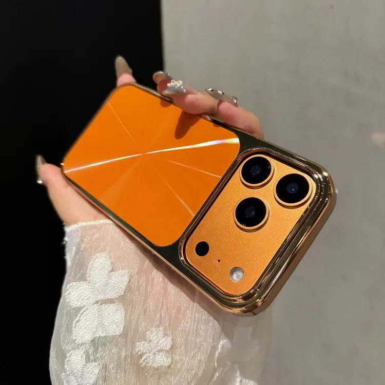 简约适用iPhone17PROMAX手机壳电镀极光镭射CD纹苹果15/16防摔保