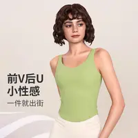 2025新款透气健身上衣外穿一体胸垫运动长款背心防震瑜伽上衣