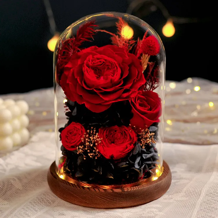 永生花玫瑰高级感真花花束礼盒摆件生日礼品送女友跨年元旦节礼物