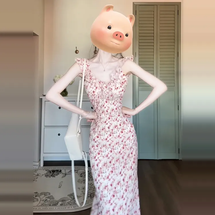 法式甜美小个子吊带碎花连衣裙子女夏季2025新款海边度假气质长裙