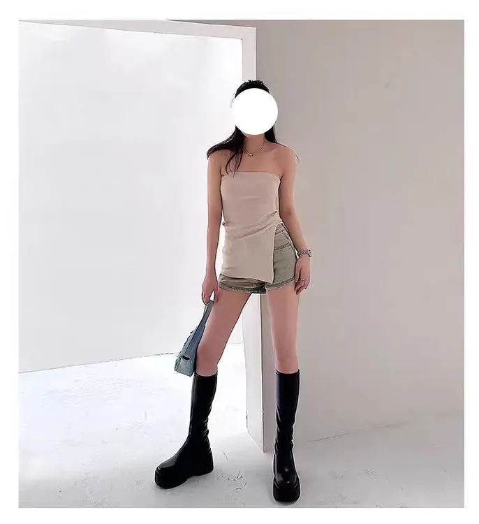 香港厚底搜搜靴长增高筒弹力靴2025春秋款增高百搭长靴显瘦