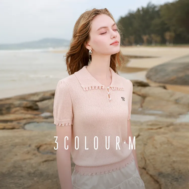 0161【CC专属】三彩2025夏季新款圈圈纱针织衫蝴蝶结刺绣毛衫dbx