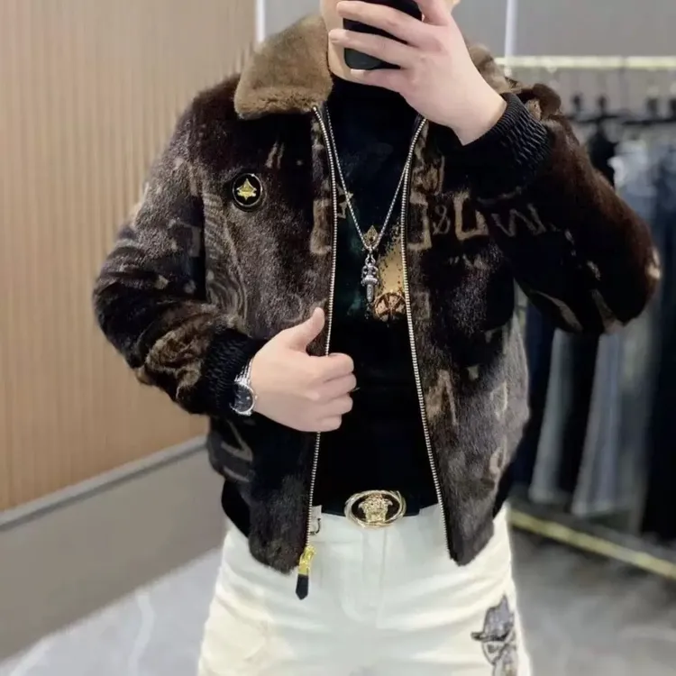 库约内姆KOYENEMAL新款男士外套时尚青年反领加绒加厚外套夹克