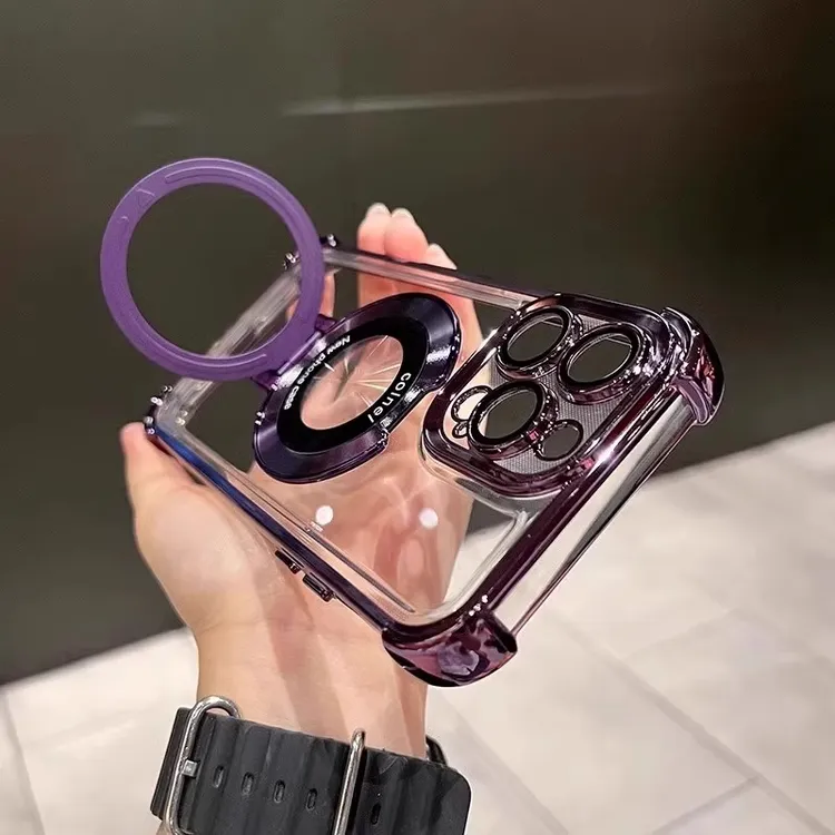 磁吸支架适用苹果17promax手机壳四角气囊防摔iphone16自带镜头膜