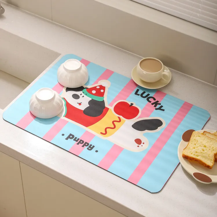 川岛屋沥水垫硅藻泥厨房台面专用吸水垫可爱餐具垫ins风桌面垫子