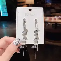 纯铜耳饰 流苏蝴蝶-法式复古长款超闪耳钉女气质百搭简约耳环时尚