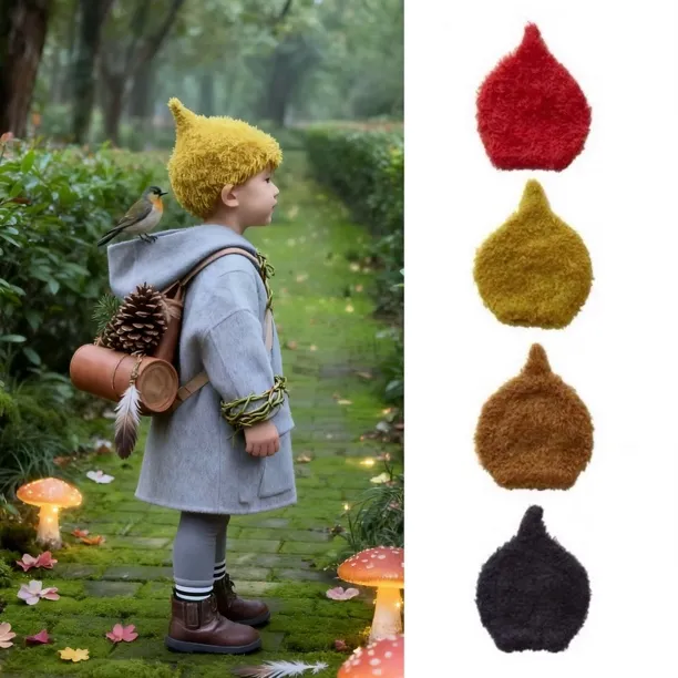 ins风25秋冬男女儿童宝宝毛绒绒精灵帽可爱柔软保暖毛线针织帽子