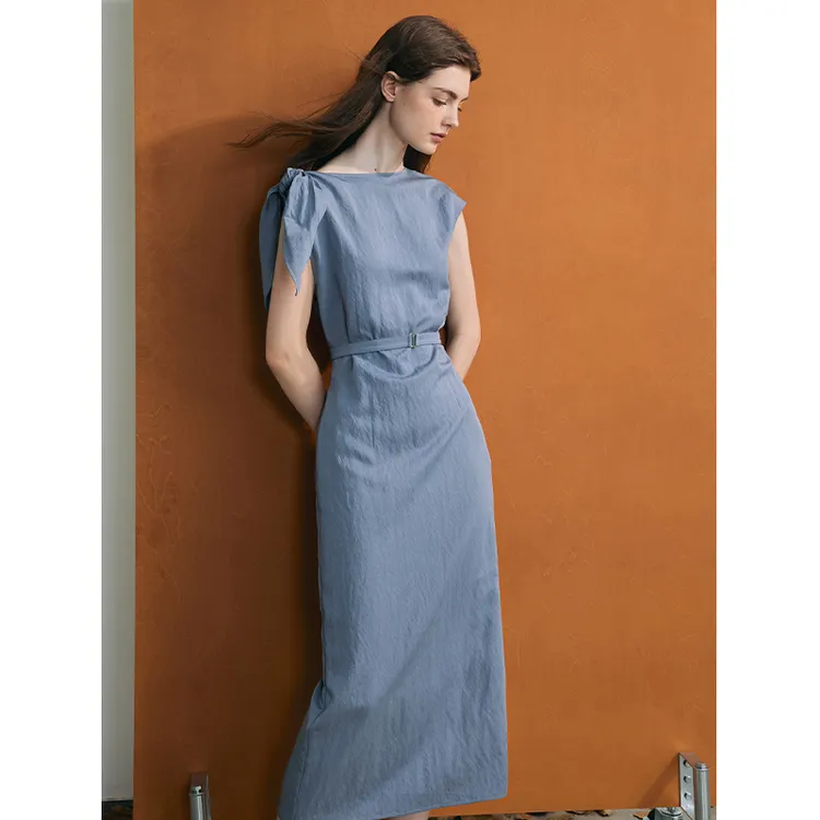 Mix Selection【现货】欧若裙 蔚蓝色无袖挂脖收腰连衣裙MSBJQ0312