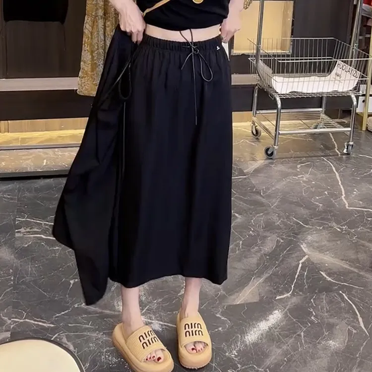 高腰薄款夏季2025年新款半身裙速干透气半裙宽松黑色复古工装风