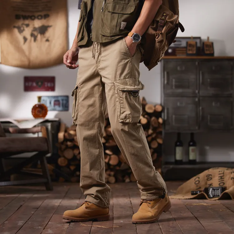 【美式复古】秋冬宽松型直筒长裤透气户外休闲裤多口袋工装裤525